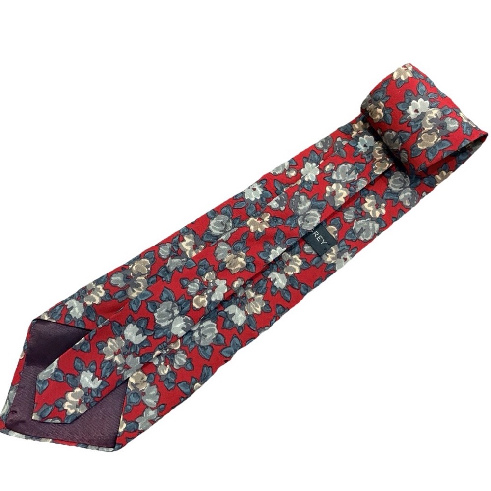 Austin Silk Floral Men's Tie in Red and Blue Cottagecore - Picture 2 of 5